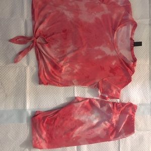 Pink tie-dye two piece set